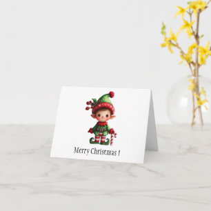 Carte de voeux pliée Elf de Noël