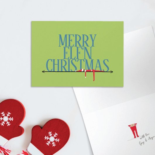 Carte de vœux pliée Elf Shenanigans Noël