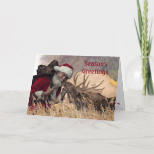 Carte de vœux pliée embrassant le Père Noël et l'é