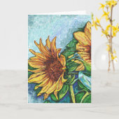 Carte de voeux pliée en blanc (Fleur jaune)