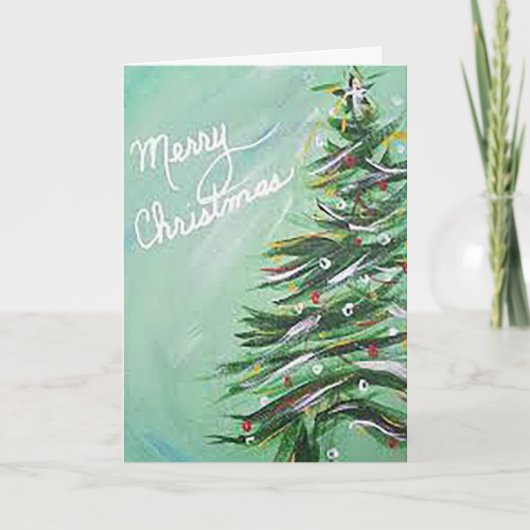 Carte de vœux pliée en forme de sapin de Noël (Devant)