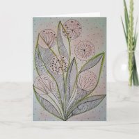 Carte de vœux pliée en média mixtes avec jardin fl