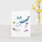 Carte de vœux pliée « En mer nous allons » (Fleur jaune)