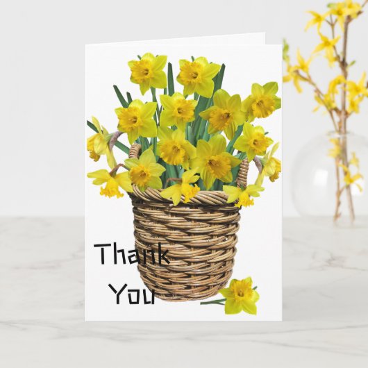 Carte de voeux pliée en Merci (Fleur jaune)