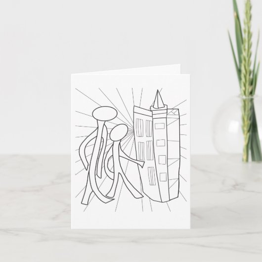 Carte de voeux pliée en noir et blanc Architecture (Devant)