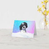 Carte de vœux pliée en noir et blanc Doodle (Fleur jaune)