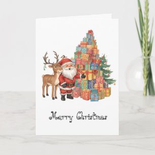 Carte de vœux pliée fantaisiste du Père Noël