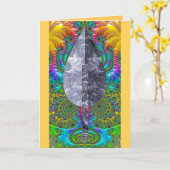 Carte de voeux pliée - Feuille dorée (Fleur jaune)