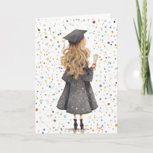 Carte de vœux pliée - Fille diplômée (Devant)