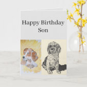 Carte de voeux pliée Fils d'anniversaire de l'enfa (Fleur jaune)