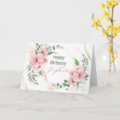 Carte de vœux pliée florale rose aquarelle (Fleur jaune)