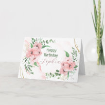 Carte de vœux pliée florale rose aquarelle