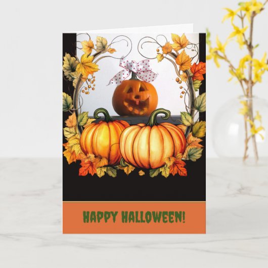 Carte de vœux pliée Funny Pumpkin (Fleur jaune)