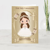 Carte de voeux pliée Girl First Holy Communion (Devant)