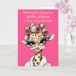 Carte de vœux pliée Glam Girafe personnalisée