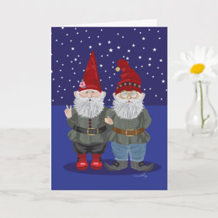 Carte de vœux pliée Gnome Nights
