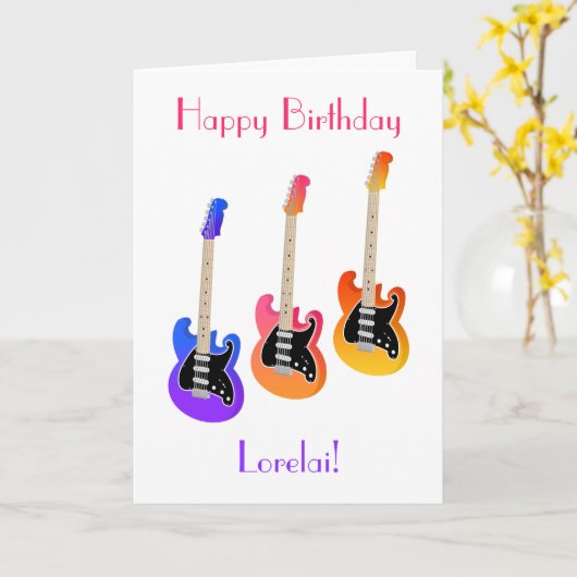 Carte de voeux pliée Gradient de guitare électriqu (Fleur jaune)