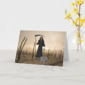 Carte de voeux pliée Grim Reaper (Fleur jaune)