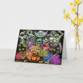 Carte de vœux pliée Halloween (Fleur jaune)