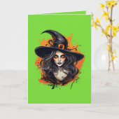 Carte de voeux pliée "Halloween" (Fleur jaune)