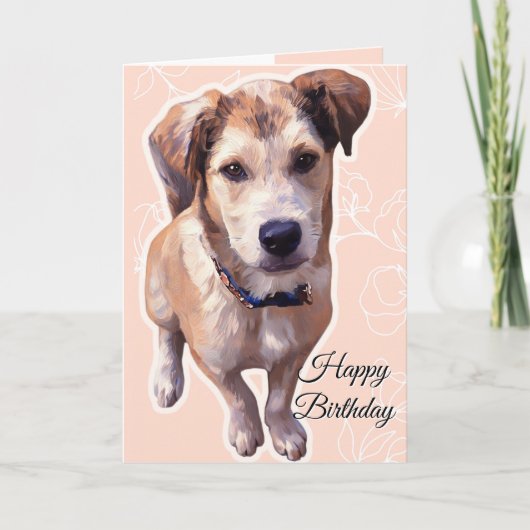 Carte de vœux pliée Husky chiot (Devant)