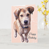 Carte de vœux pliée Husky chiot (Fleur jaune)
