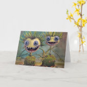 Carte de voeux pliée Imaginaire psychédélique (Fleur jaune)