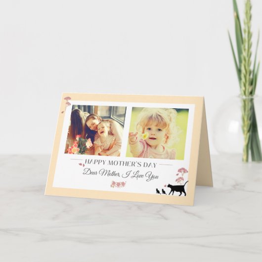 Carte de voeux pliée Jaune & Floral (Devant)