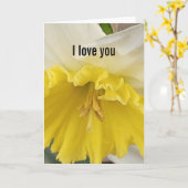 Carte de vœux pliée 'Je t'aime' (Fleur jaune)