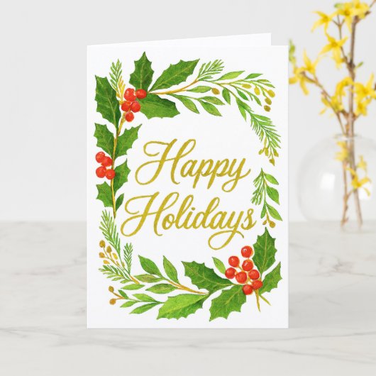 Carte de vœux pliée 'Joyeuses Fêtes' (Fleur jaune)