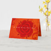 Carte de vœux pliée Joyeux Anniversaire Rose Rouge (Fleur jaune)