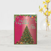 Carte de vœux pliée Joyeux Noël (Fleur jaune)