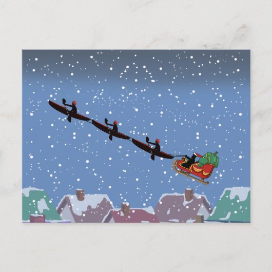 Carte de voeux pliée Kayaks Pulling Sleigh (Devant)