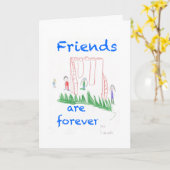 Carte de voeux pliée "Les amis sont pour toujours" (Fleur jaune)