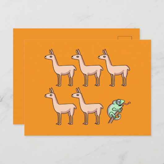 Carte de voeux pliée Llama Chameleon (Devant / Derrière)
