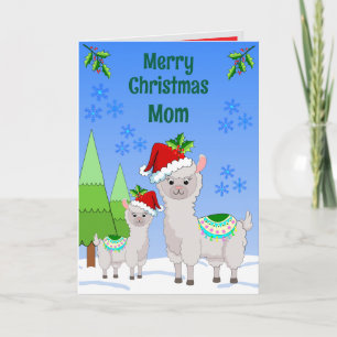 Carte de vœux pliée Llama Noël