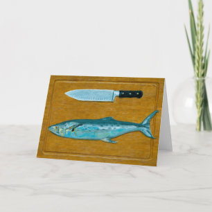 Carte de voeux pliée Mackerel et Knife