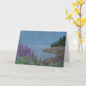 Carte de voeux pliée Maine Coast Lupins (Fleur jaune)