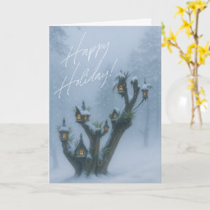 Carte de vœux pliée Maison dans l'arbre de Noël