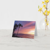 Carte de voeux pliée Maui Sunset et Palm Trees (Fleur jaune)