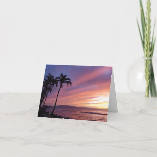 Carte de voeux pliée Maui Sunset et Palm Trees (Devant)