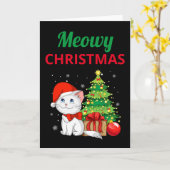Carte de vœux pliée Meowy Noël (Fleur jaune)