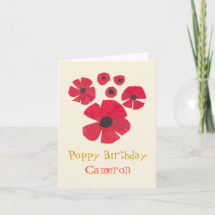 Carte de vœux pliée mignonne aux coquelicots rouge