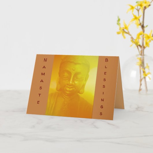Carte de voeux pliée Namaste Blessings (Fleur jaune)