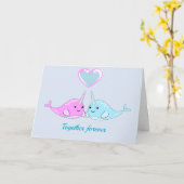 Carte de vœux pliée Narwhal Valentine (Fleur jaune)