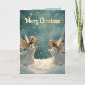 Carte de vœux pliée Noël anges mignons (Devant)