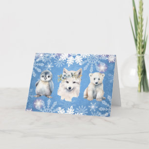 Carte de vœux pliée Noël blanc Arctique