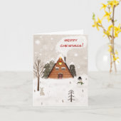 Carte de vœux pliée "Noël Cosy" (Fleur jaune)