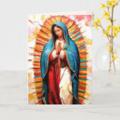 Carte de voeux pliée Notre-Dame de Guadalupe (Fleur jaune)