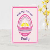 Carte de vœux pliée œuf de Pâques et poussins (Fleur jaune)